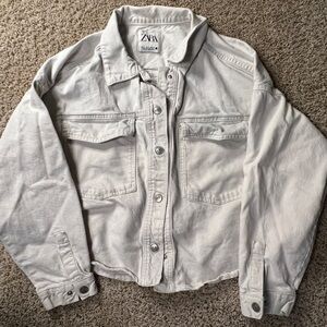 Zara Semi-Distressed White Jean Jacket